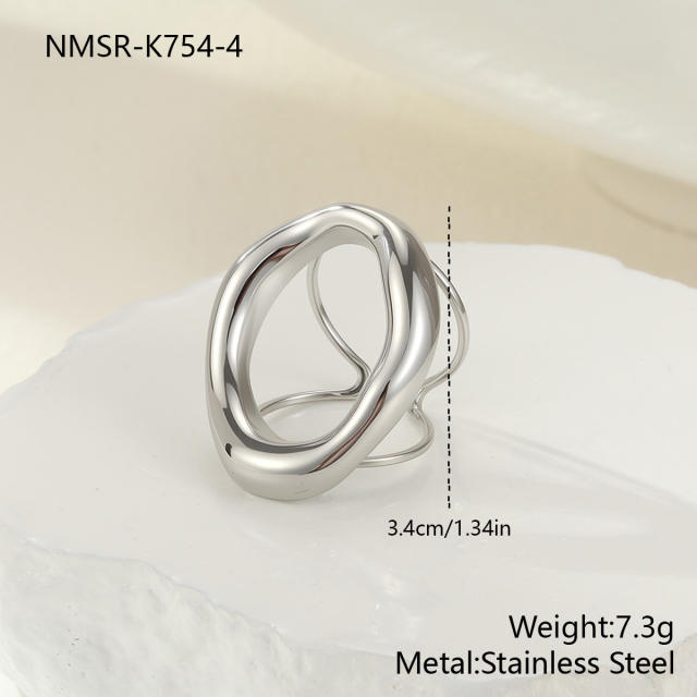 Personalized Geometric Hollow Stainless Steel Necklace Bracelet Earrings Jewelry Set