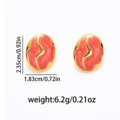 Stainless Steel earrings Retro Irregular Oval enamel Earrings for Women