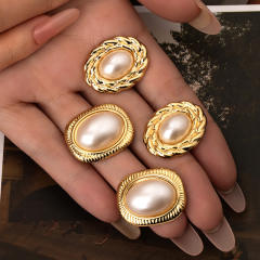 Stainless Steel Earrings vintage Pearl Earrings for women