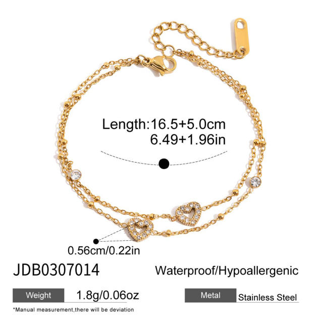 Valentines's day gift diamond heart stainless steel necklace bracelet rings set