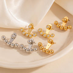 Stainless Steel Earrings for Women delicate diamond ball bead jacket earrings for women