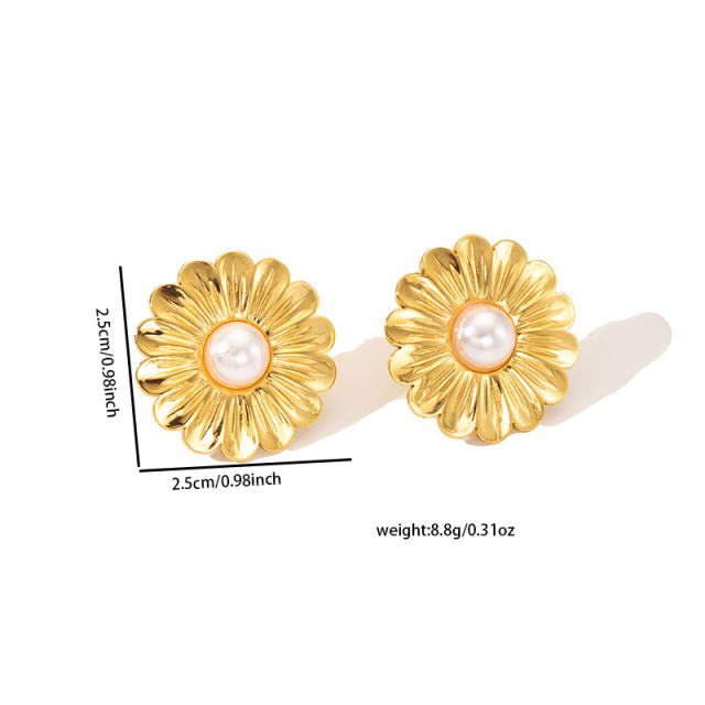 Stainless Steel earrings Flower Earrings for Women pearl earrings