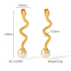 French Retro Earrings 18K Gold Stainless Steel Earrings pearl inlaid earrings for women