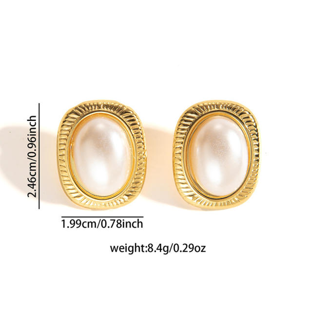 Stainless Steel Earrings vintage Pearl Earrings for women
