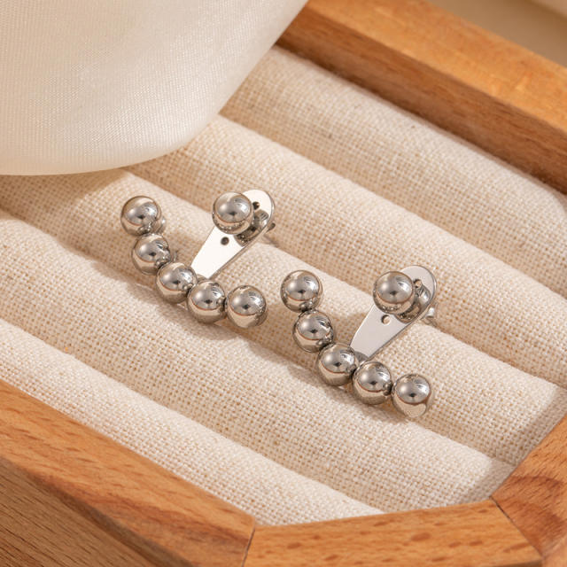 Stainless Steel Earrings for Women delicate diamond ball bead jacket earrings for women