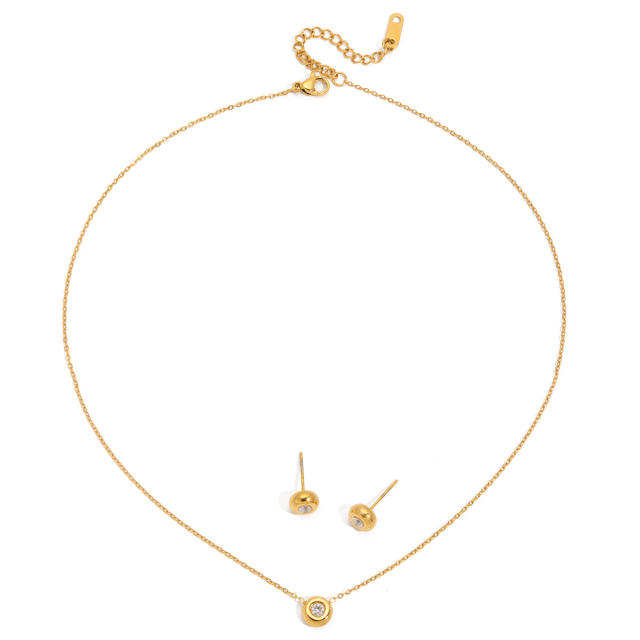 Sweet Style Zircon Necklace stainless Steel necklace set