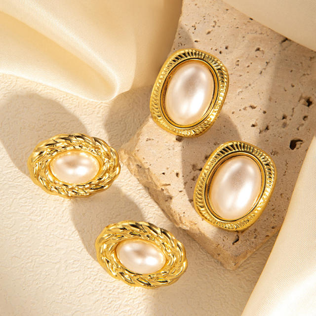 Stainless Steel Earrings vintage Pearl Earrings for women