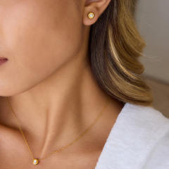 Sweet Style Zircon Necklace stainless Steel necklace set