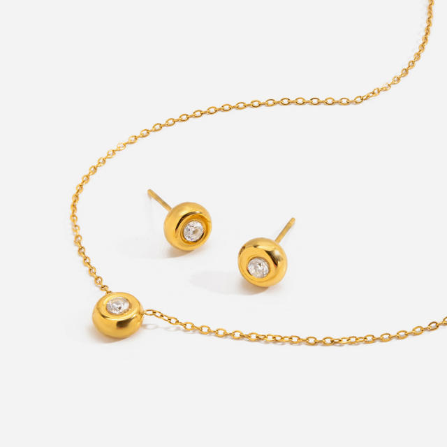 Sweet Style Zircon Necklace stainless Steel necklace set