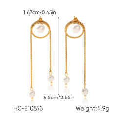 French Retro Earrings 18K Gold Stainless Steel Earrings pearl inlaid earrings for women