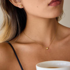 Sweet Style Zircon Necklace stainless Steel necklace set