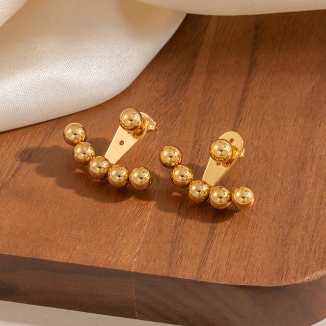 Stainless Steel Earrings for Women delicate diamond ball bead jacket earrings for women