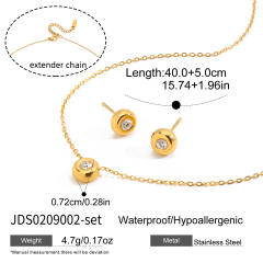Sweet Style Zircon Necklace stainless Steel necklace set