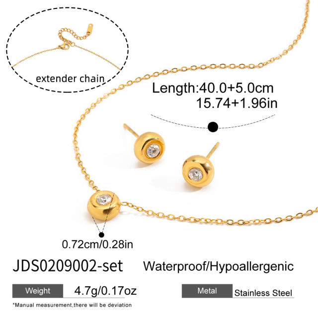 Sweet Style Zircon Necklace stainless Steel necklace set