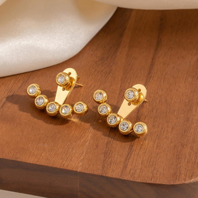 Stainless Steel Earrings for Women delicate diamond ball bead jacket earrings for women