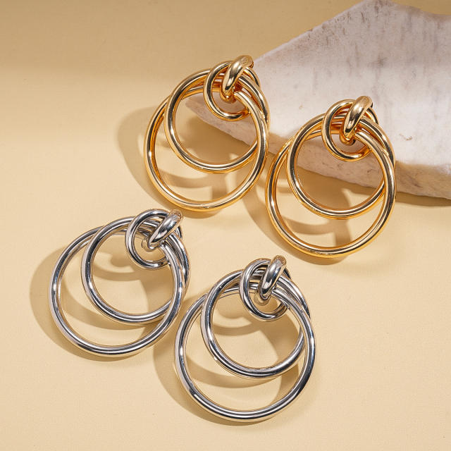 Personality geometric circle earrings