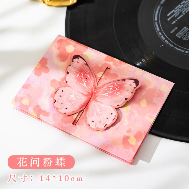 Three-dimensional butterfly greeting card diy birthday couple handwritten card