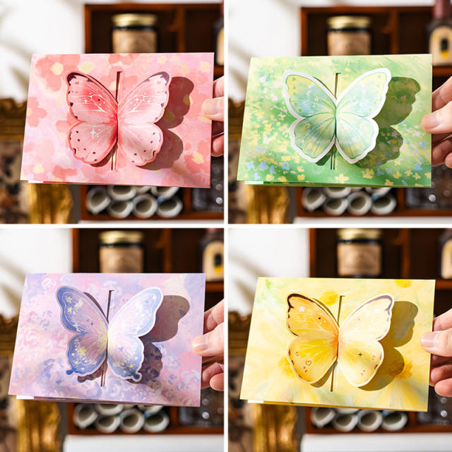 Three-dimensional butterfly greeting card diy birthday couple handwritten card