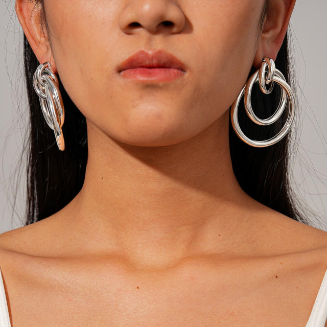 Personality geometric circle earrings