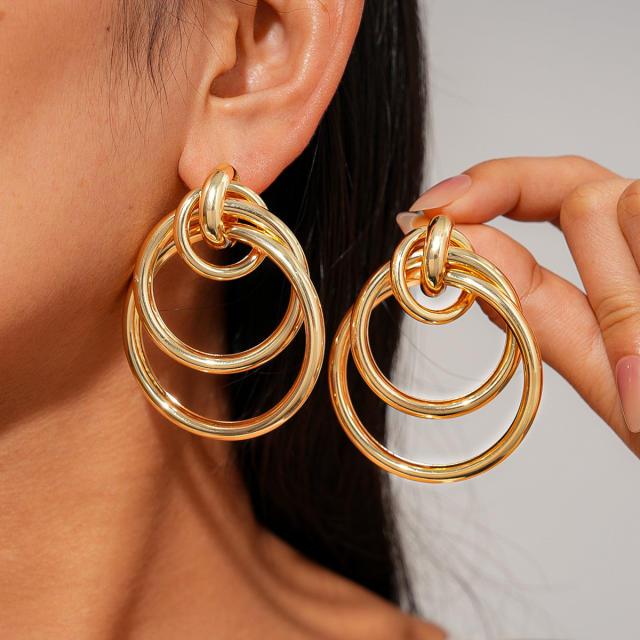 Personality geometric circle earrings