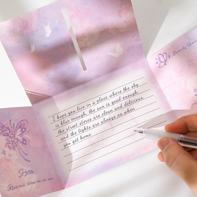 Three-dimensional butterfly greeting card diy birthday couple handwritten card