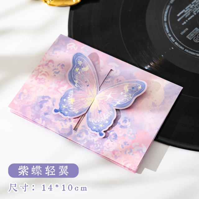 Three-dimensional butterfly greeting card diy birthday couple handwritten card