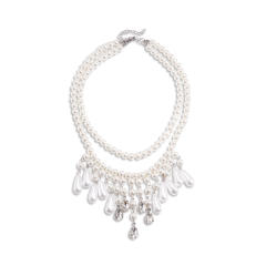 Imitation pearl drop tassel layer necklace baroque necklace