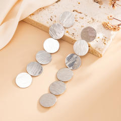 Simple metal round piece alloy necklace earrings set