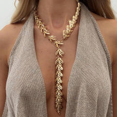 Creative gold silver color alloy wheat ears necklace earrings set
