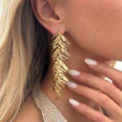 Creative gold silver color alloy wheat ears necklace earrings set