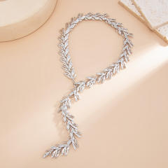 Creative gold silver color alloy wheat ears necklace earrings set