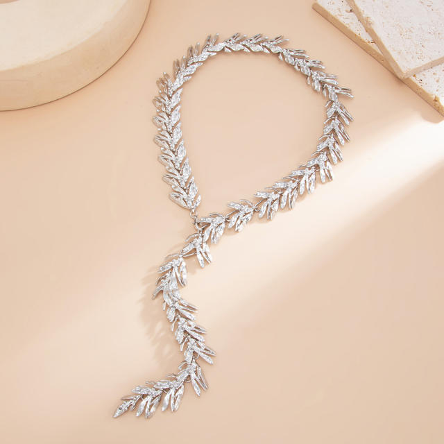 Creative gold silver color alloy wheat ears necklace earrings set