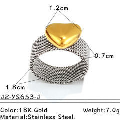 Simple heart stainless steel rings mix color rings