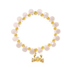 Violet crystal bead stainless steel bead charm bracelet