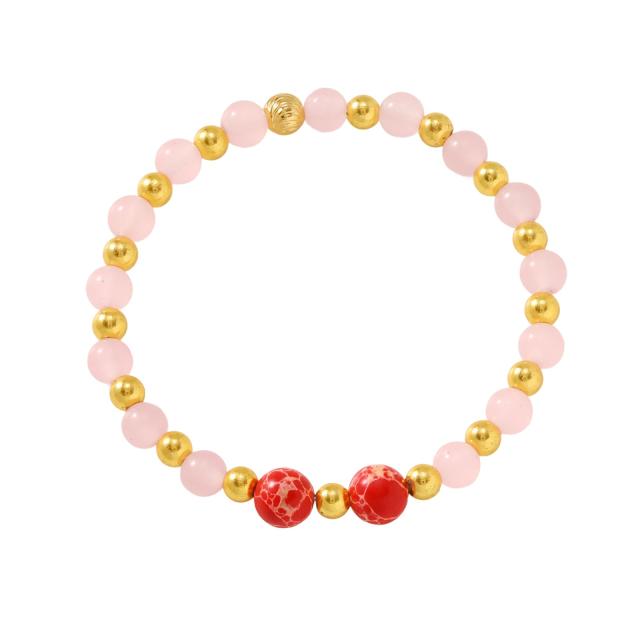 Handmade colorful crystal bead stainless steel bead bracelet