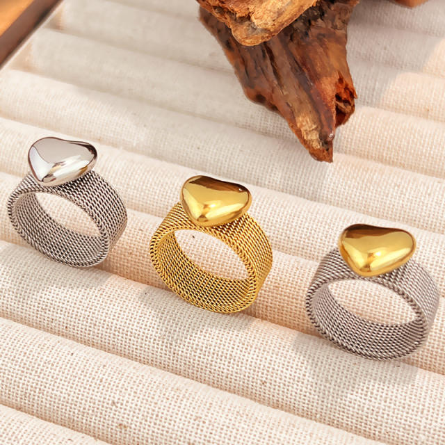 Simple heart stainless steel rings mix color rings