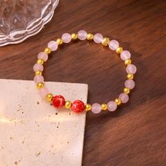 Handmade colorful crystal bead stainless steel bead bracelet