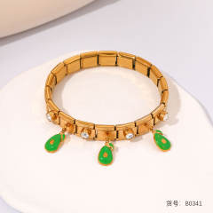 Sweet fruit charm enamel charm stainless steel bracelet