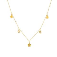 Korean fashion tiny diamond heart flower charm stainless steel necklace