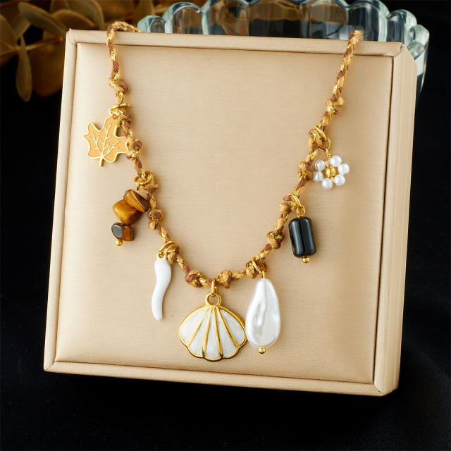 Ocean Element Series Stainless Steel Necklace Starfish Turtle Conch Shell Marine Life charm necklace