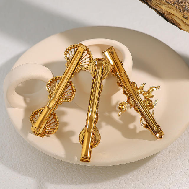 Stainless Steel Pearl Hair Clip shell brunch stainless steel duckbill hair clips