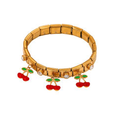 Sweet fruit charm enamel charm stainless steel bracelet