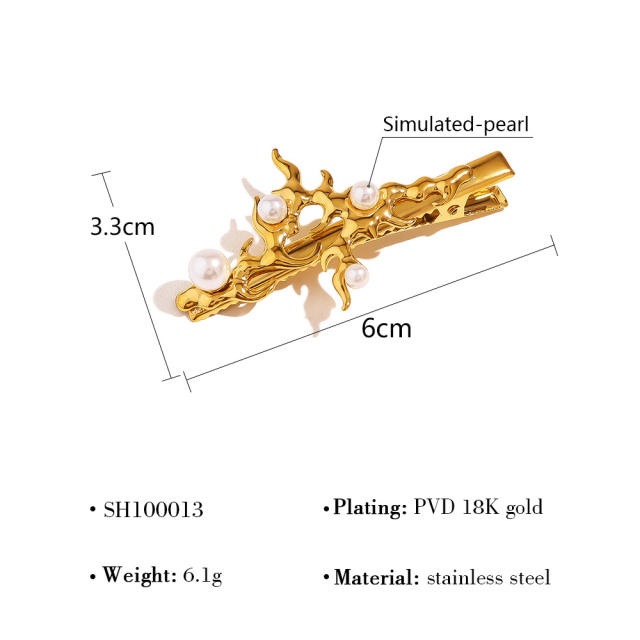 Stainless Steel Pearl Hair Clip shell brunch stainless steel duckbill hair clips