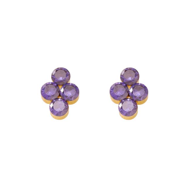 304 stainless steel earrings colorful diamond cross studs earrings