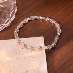 Handmade colorful crystal bead stainless steel bead bracelet
