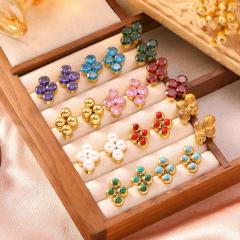 304 stainless steel earrings colorful diamond cross studs earrings