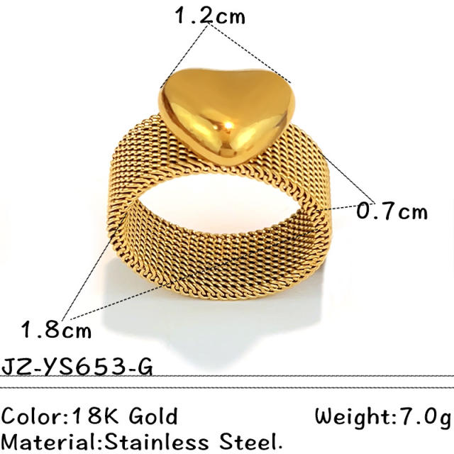 Simple heart stainless steel rings mix color rings