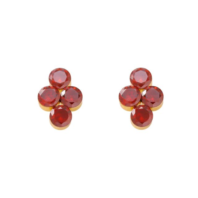 304 stainless steel earrings colorful diamond cross studs earrings