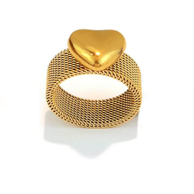 Simple heart stainless steel rings mix color rings