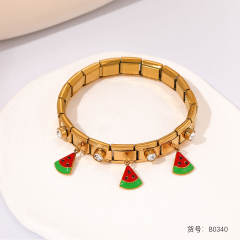 Sweet fruit charm enamel charm stainless steel bracelet